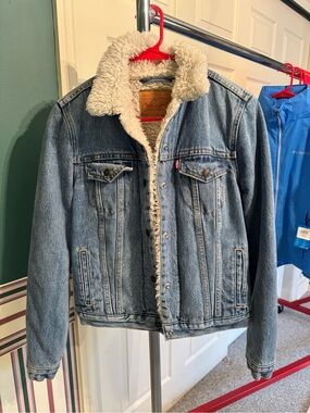 Levi's Blue Denim Jacket with Cream Sherpa Lining